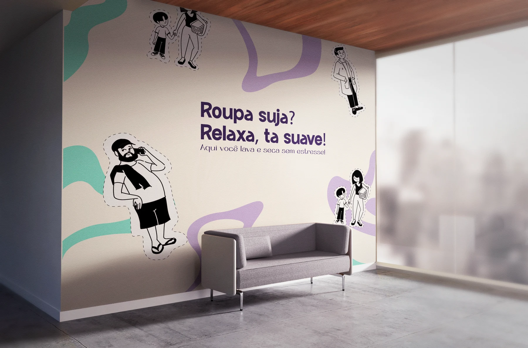 Projeto ilustrativo da área de espera da Tá Suave
